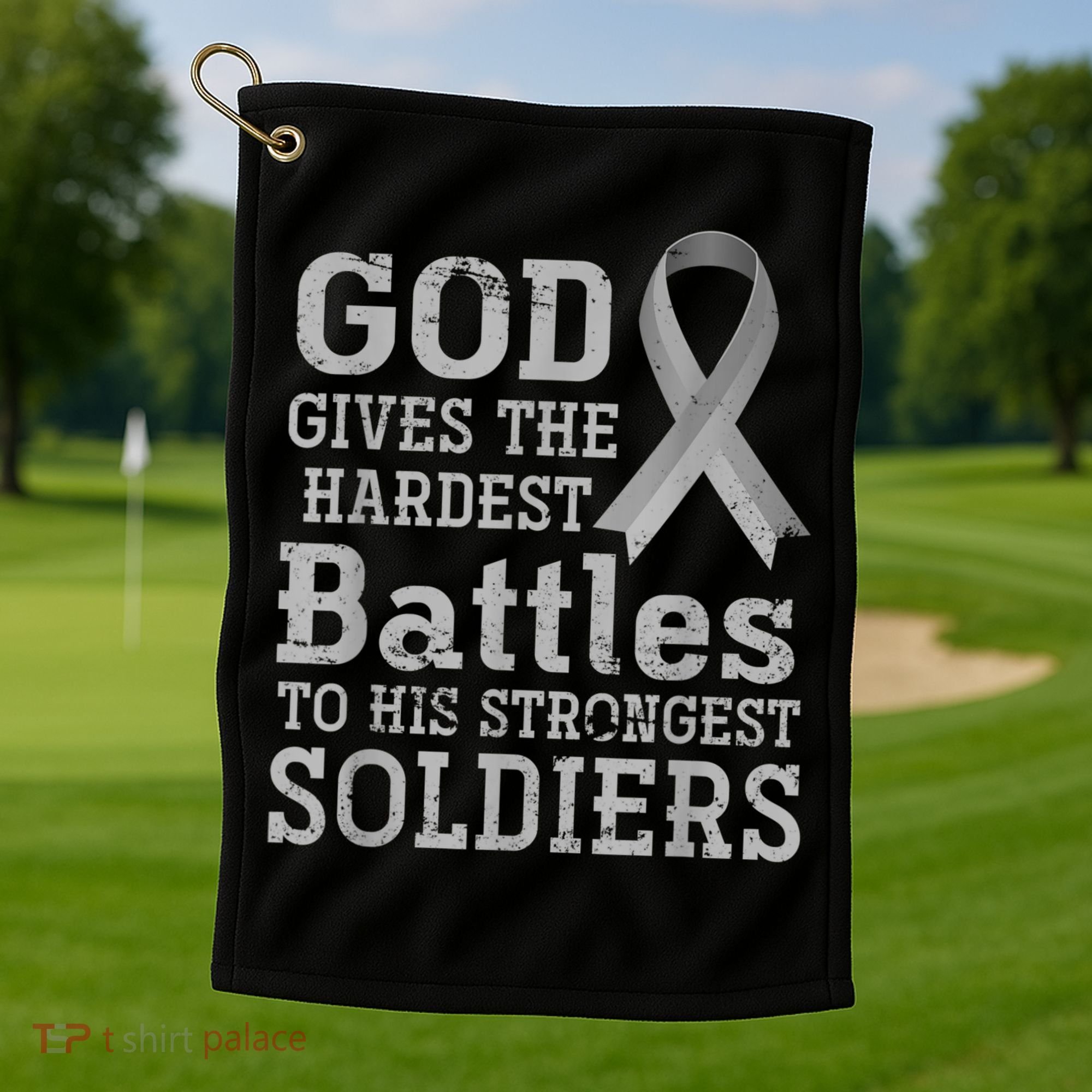 Lung Cancer Fighter Christian Lung Cancer Awareness Golf Towel
