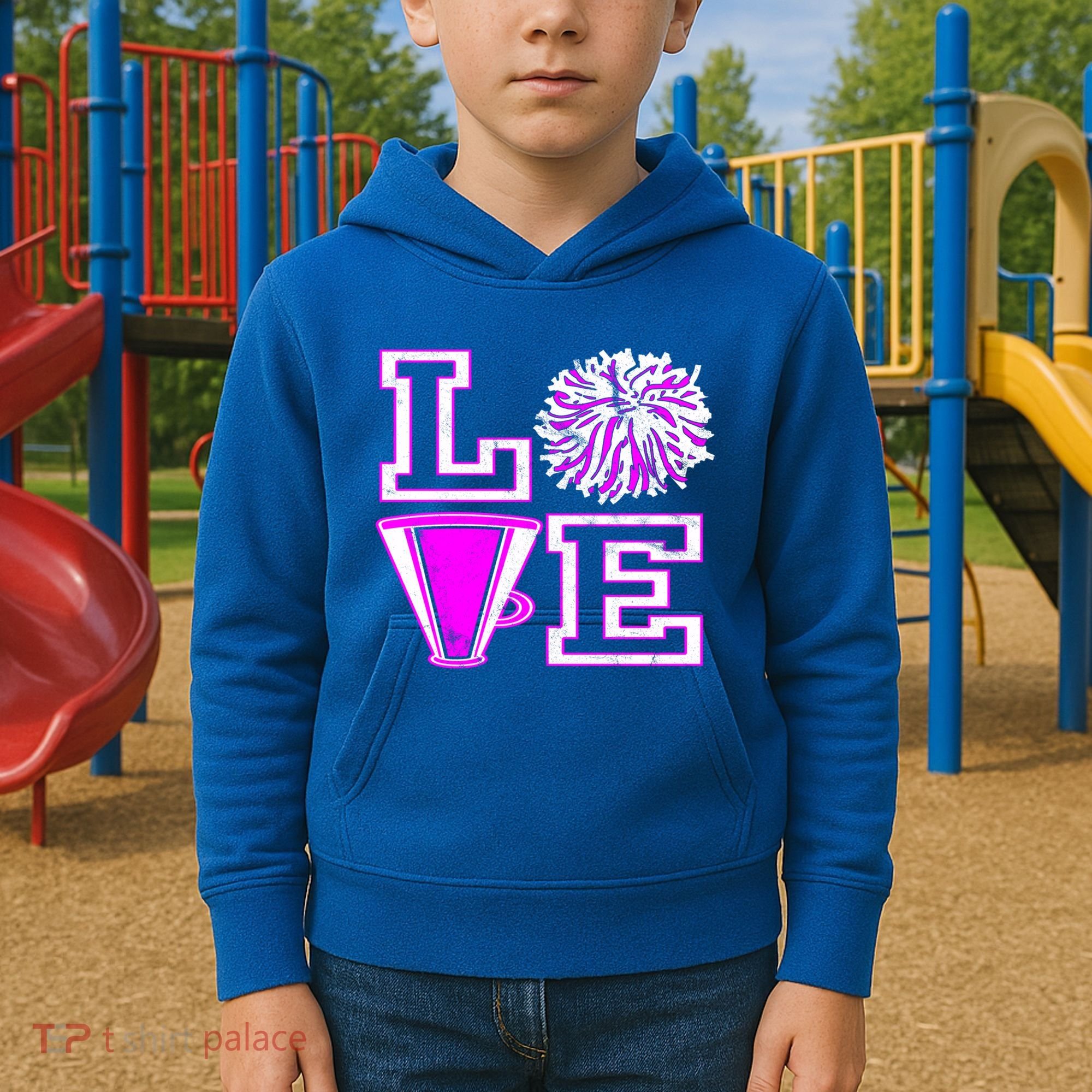 Love Cheer For N Cheerleader Gift Kids Hoodie