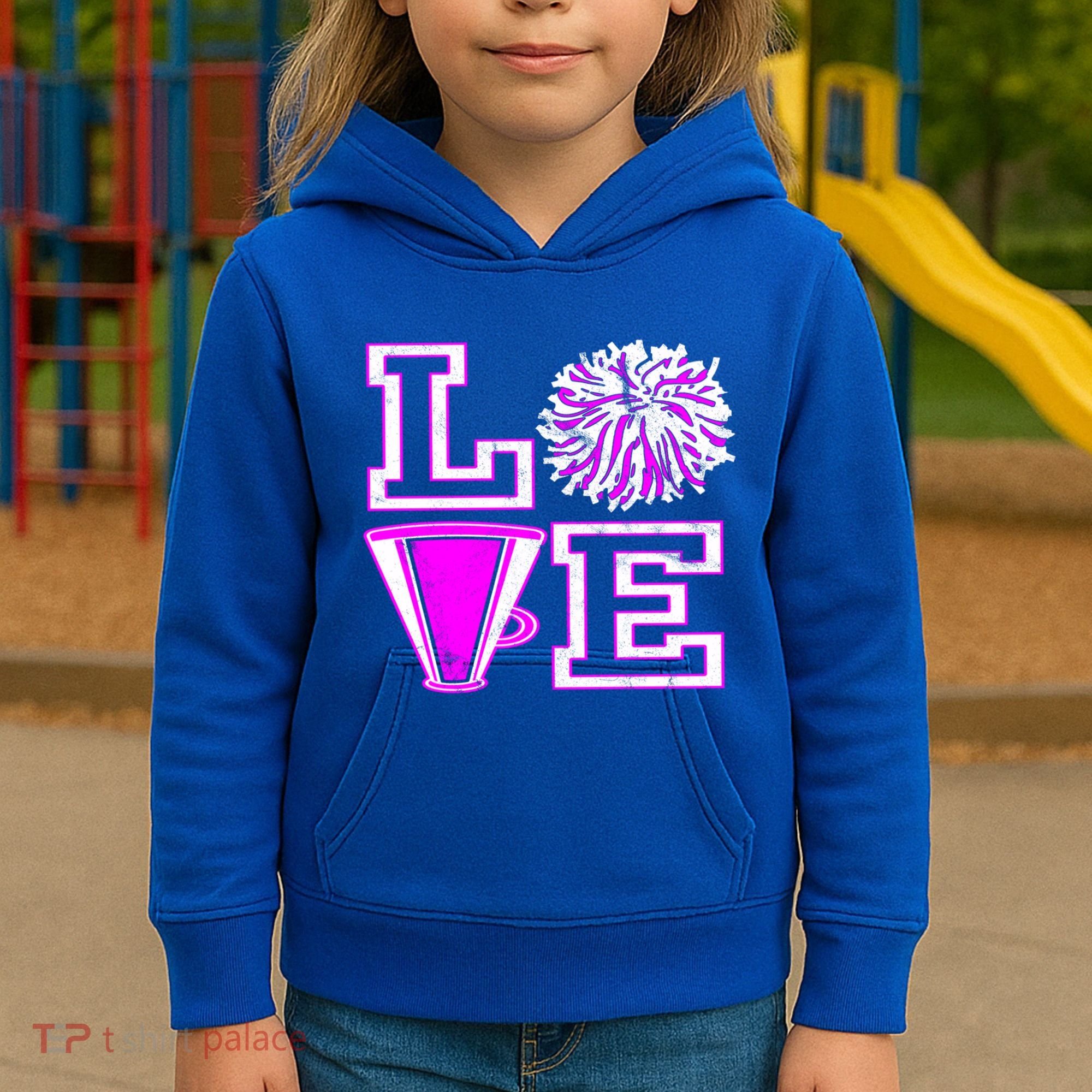 Love Cheer For N Cheerleader Gift Kids Hoodie
