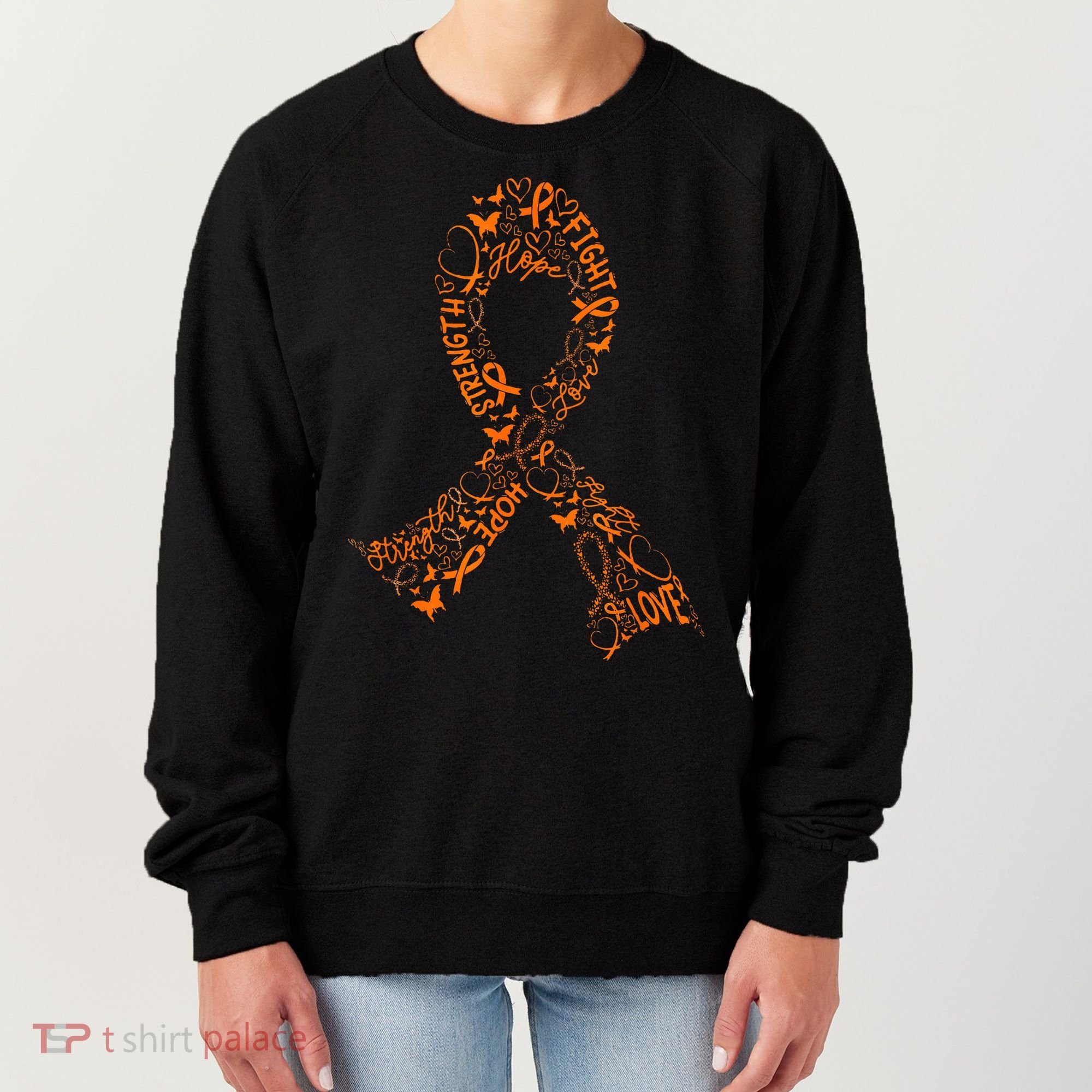 Leukemia Cancer Fight Warrior Orange Ribbon Awareness Gift Women's Sweatshirt