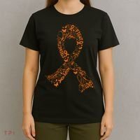Leukemia Cancer Fight Warrior Orange Ribbon Awareness Gift T-Shirt thumb 4