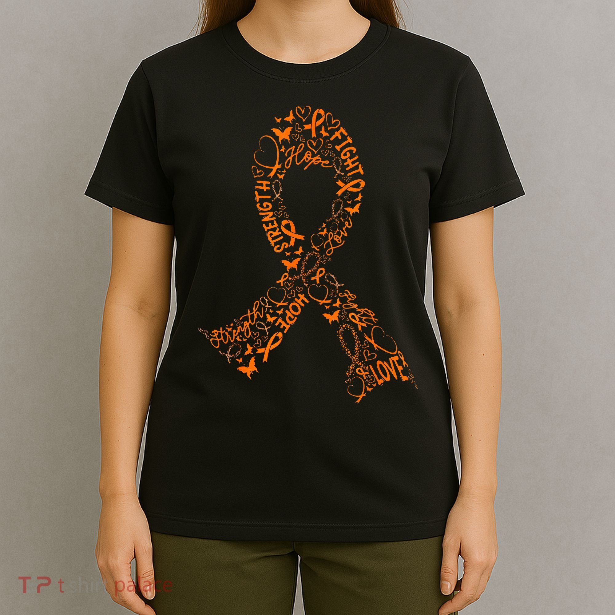 Leukemia Cancer Fight Warrior Orange Ribbon Awareness Gift T-Shirt