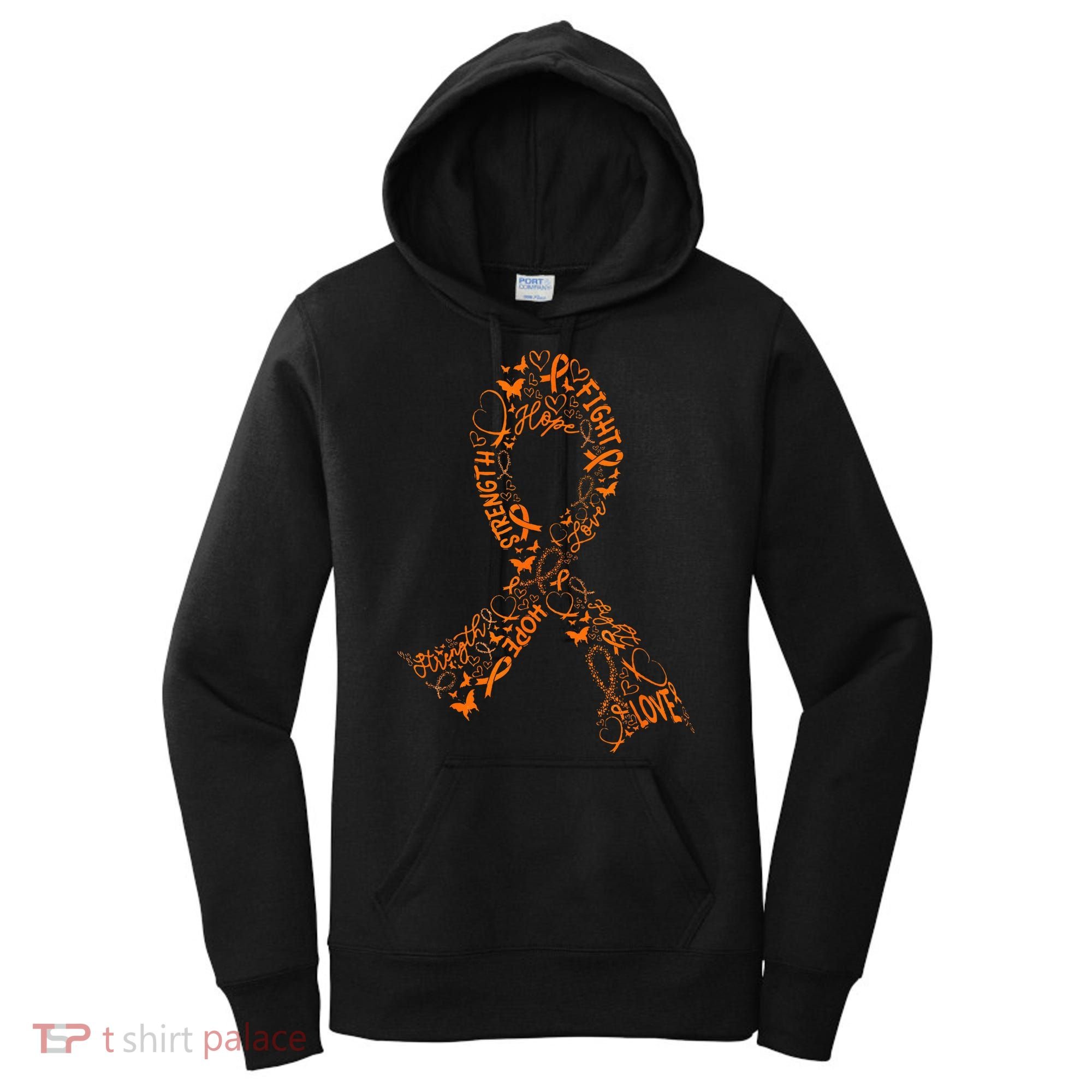 Leukemia Cancer Fight Warrior Orange Ribbon Awareness Gift Women's Hoodie