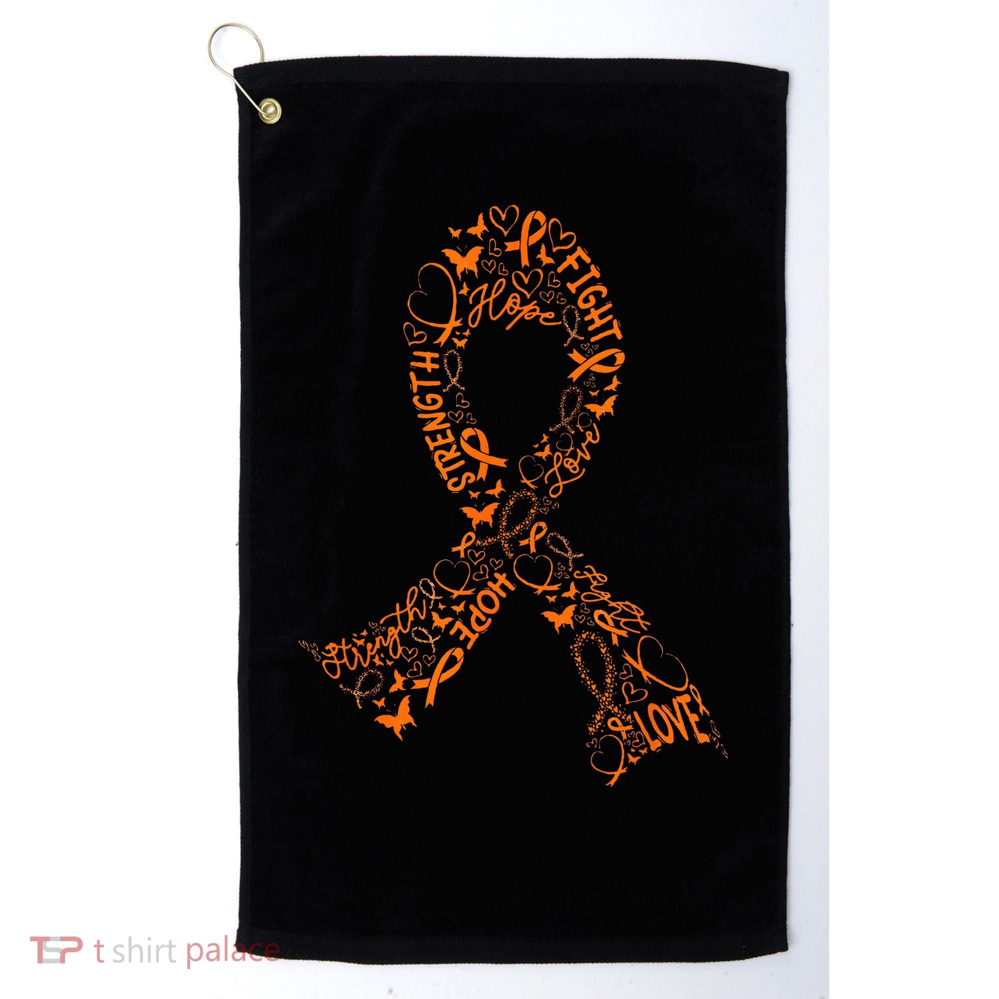Leukemia Cancer Fight Warrior Orange Ribbon Awareness Gift Golf Towel