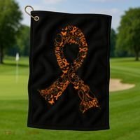 Leukemia Cancer Fight Warrior Orange Ribbon Awareness Gift Golf Towel thumb 1