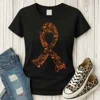 Leukemia Cancer Fight Warrior Orange Ribbon Awareness Gift Women's T-Shirt thumb 3