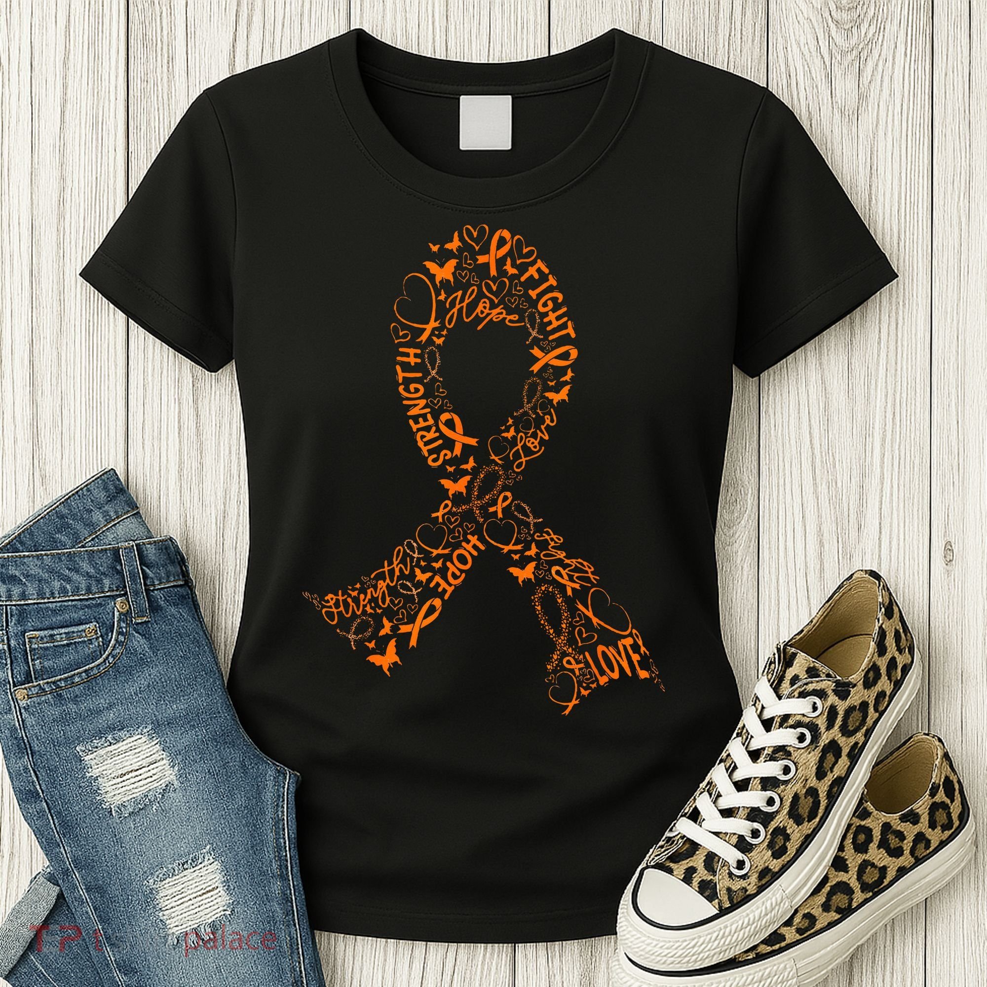 Leukemia Cancer Fight Warrior Orange Ribbon Awareness Gift Women's T-Shirt