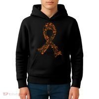Leukemia Cancer Fight Warrior Orange Ribbon Awareness Gift Kids Hoodie thumb 4