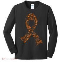 Leukemia Cancer Fight Warrior Orange Ribbon Awareness Gift Kids Long Sleeve Shirt thumb 0