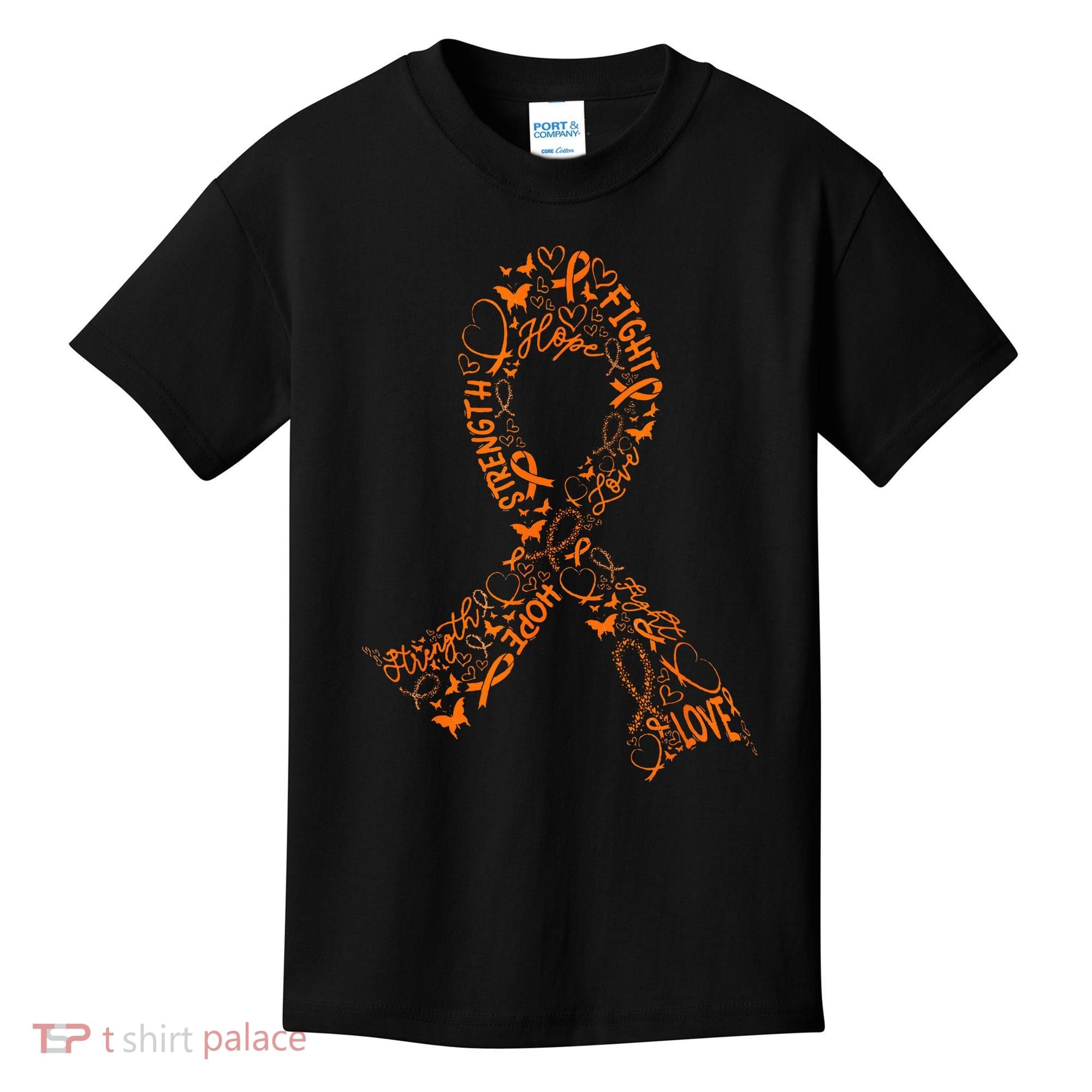 Leukemia Cancer Fight Warrior Orange Ribbon Awareness Gift Kids T-Shirt