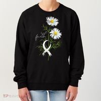 Lung Cancer Fight Support White Ribbon Gift Lung Cancer Women's Sweatshirt thumb 0