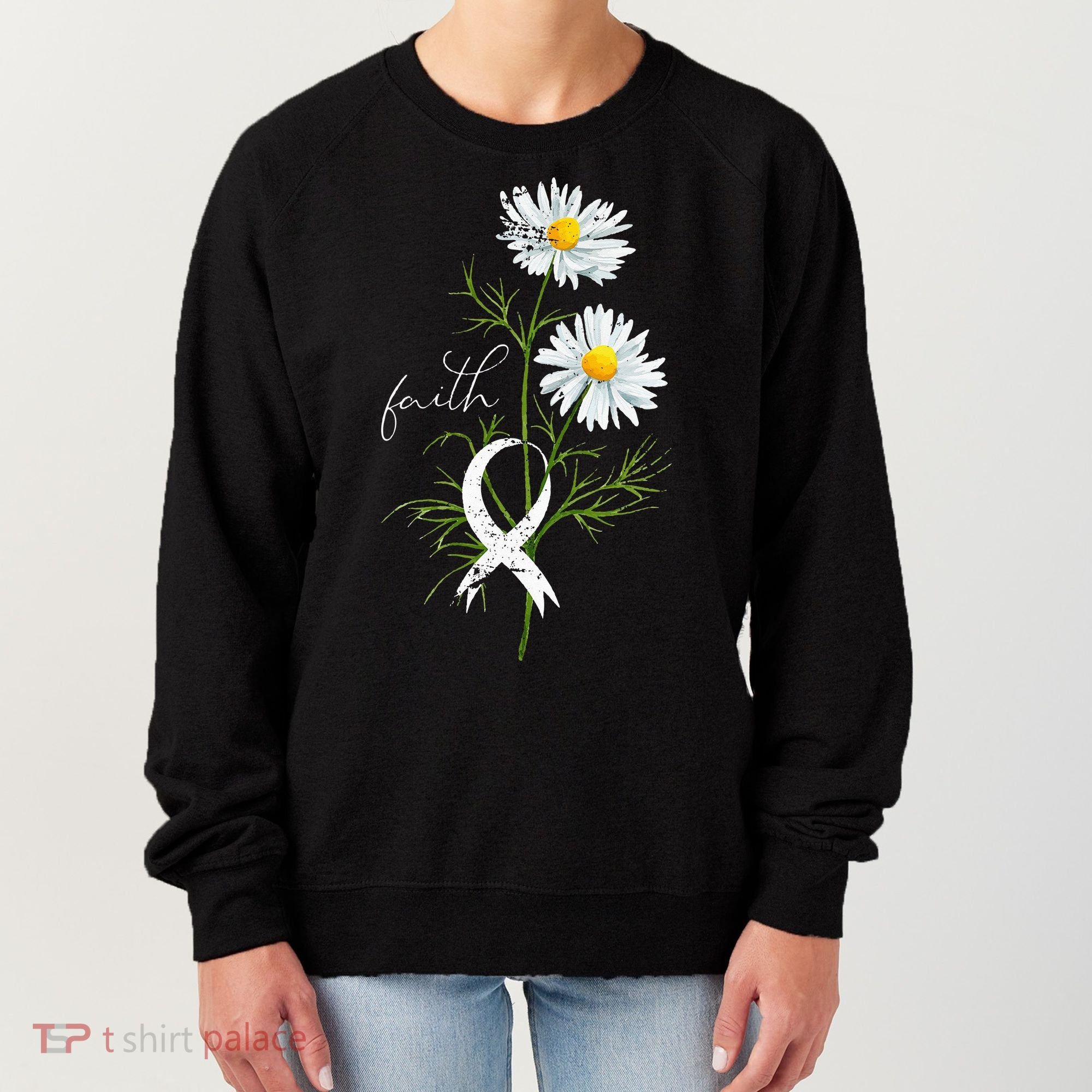 Lung Cancer Fight Support White Ribbon Gift Lung Cancer Women's Sweatshirt
