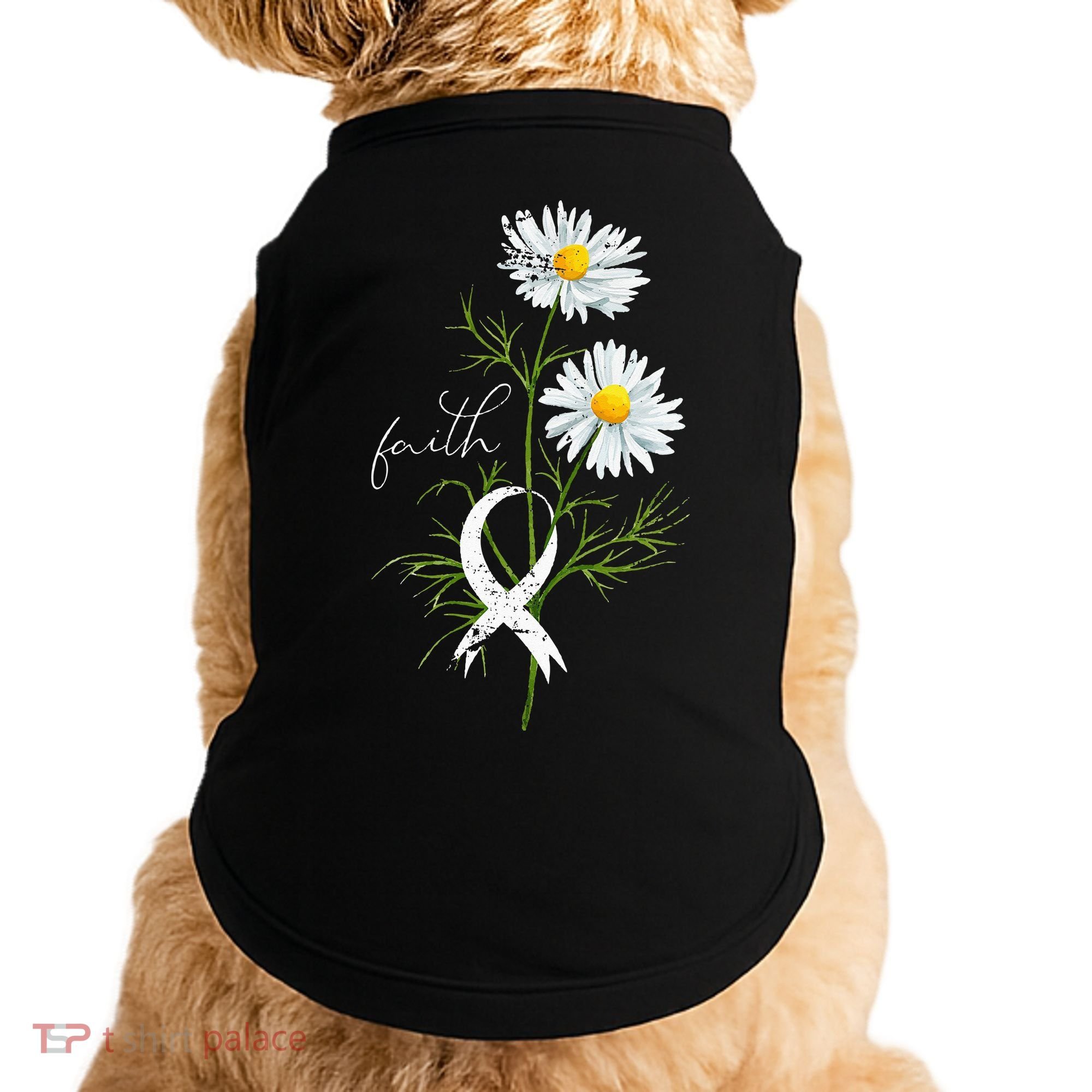 Lung Cancer Fight Support White Ribbon Gift Lung Cancer Doggie Tank