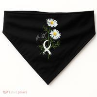 Lung Cancer Fight Support White Ribbon Gift Lung Cancer USA-Made Doggie Bandana thumb 0
