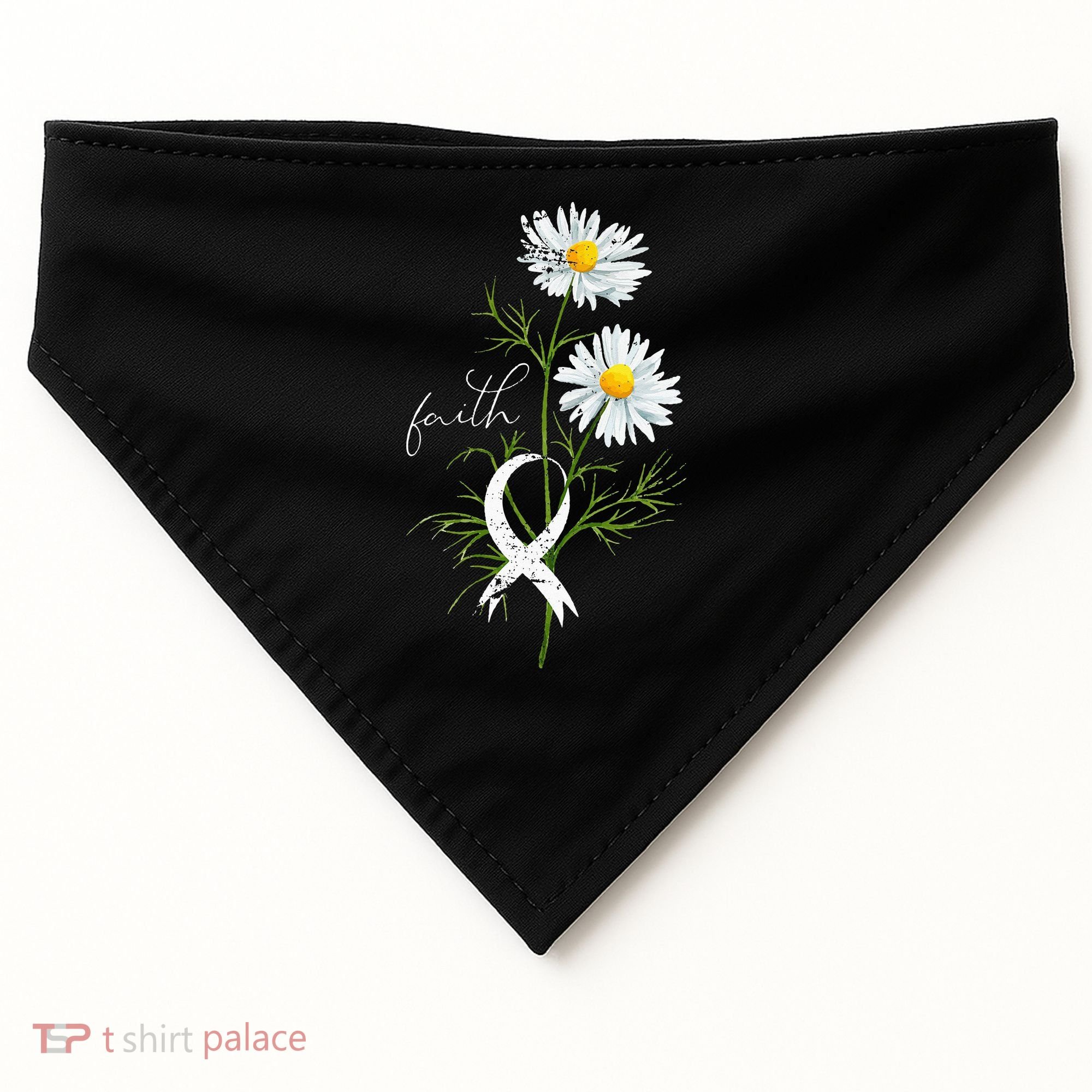 Lung Cancer Fight Support White Ribbon Gift Lung Cancer USA-Made Doggie Bandana