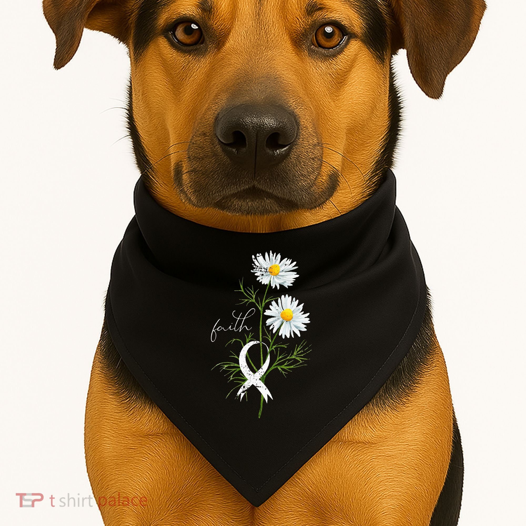 Lung Cancer Fight Support White Ribbon Gift Lung Cancer USA-Made Doggie Bandana