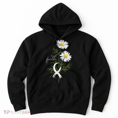 Lung Cancer Fight Support White Ribbon Gift Lung Cancer Hoodie