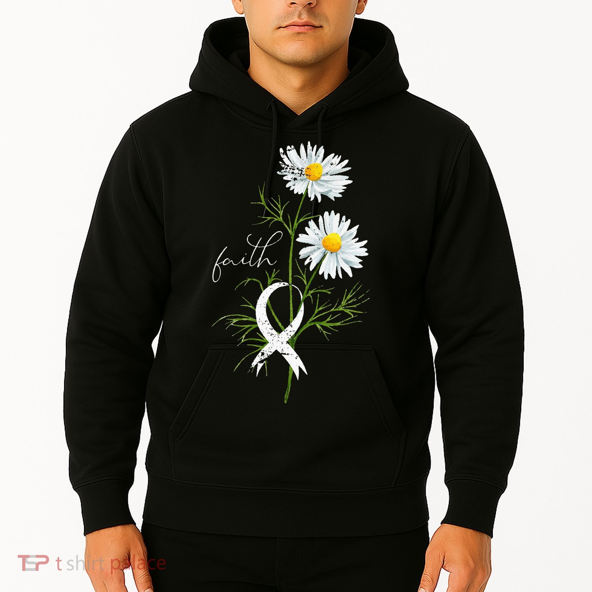 Lung Cancer Fight Support White Ribbon Gift Lung Cancer Hoodie