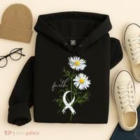 Lung Cancer Fight Support White Ribbon Gift Lung Cancer Hoodie thumb 4