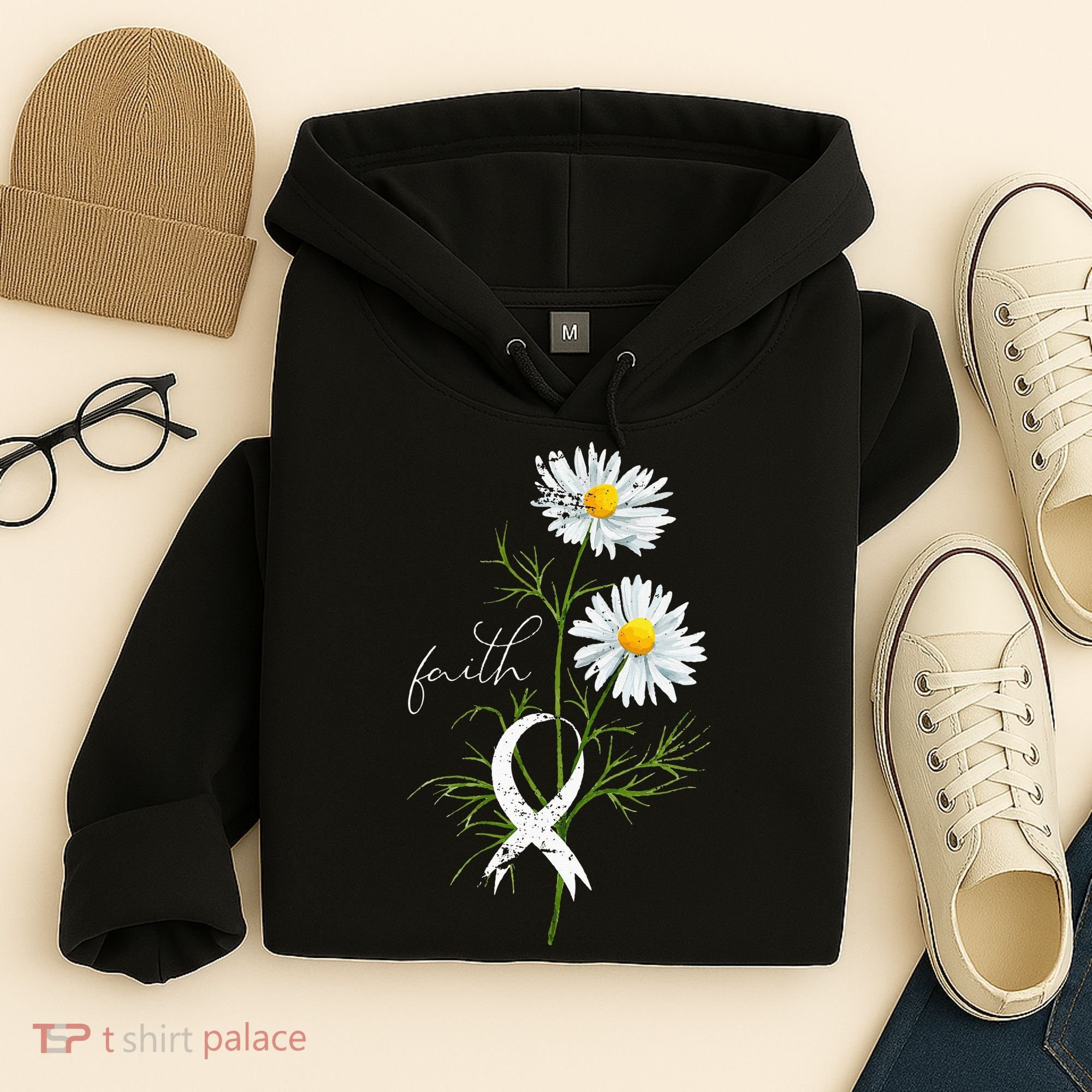 Lung Cancer Fight Support White Ribbon Gift Lung Cancer Hoodie