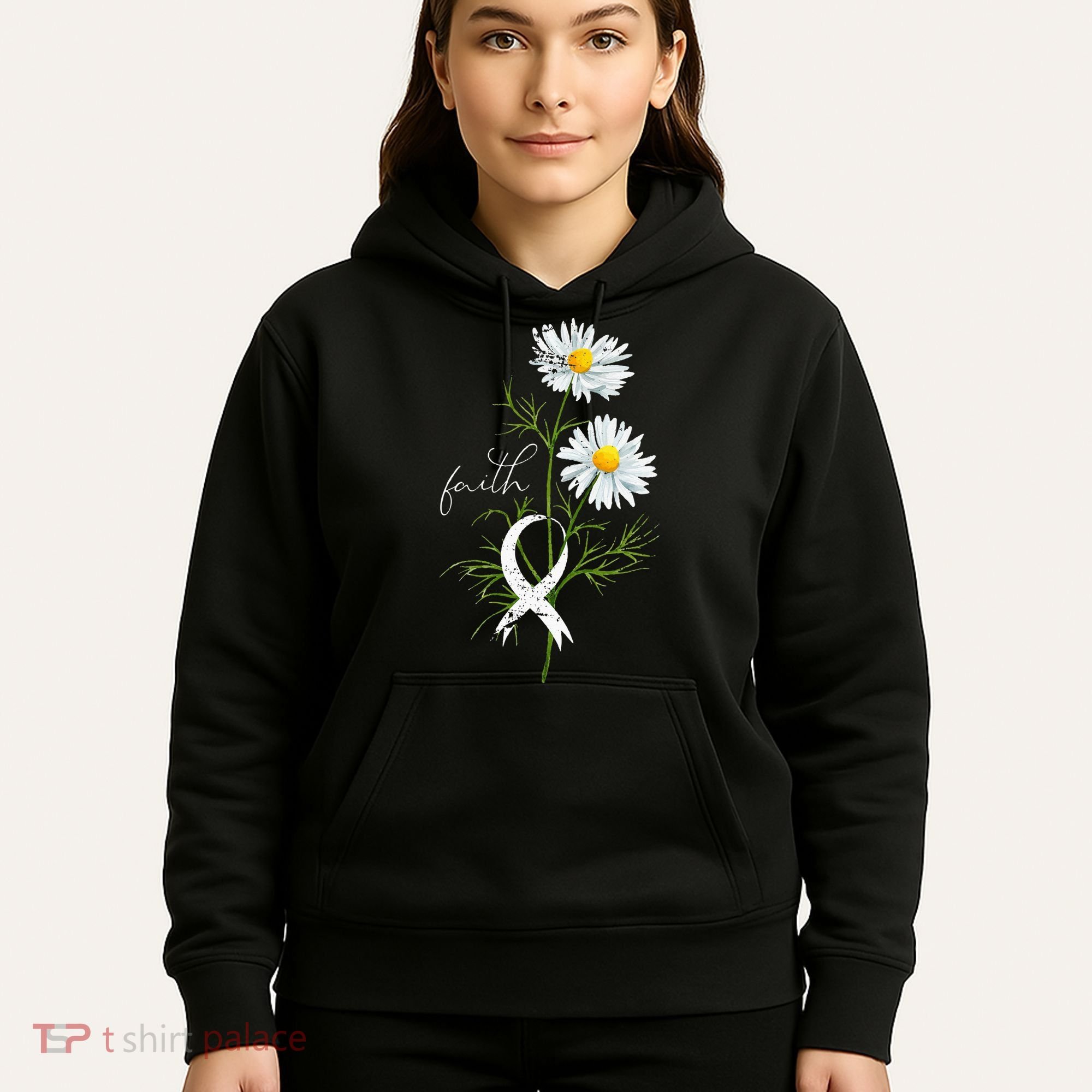 Lung Cancer Fight Support White Ribbon Gift Lung Cancer Hoodie