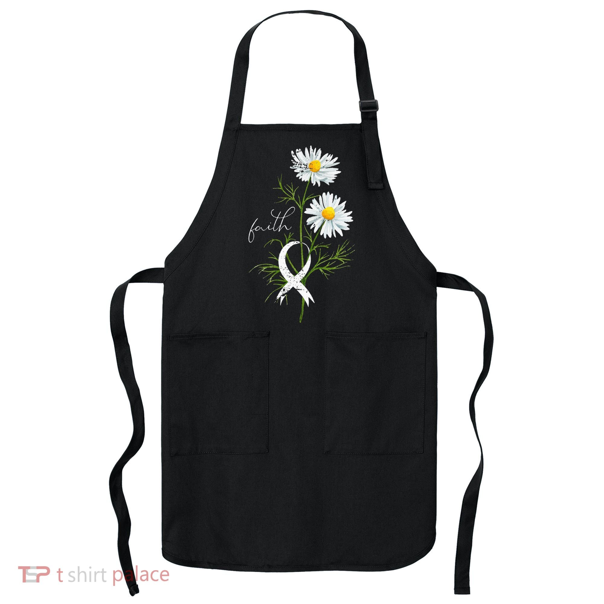 Lung Cancer Fight Support White Ribbon Gift Lung Cancer Apron