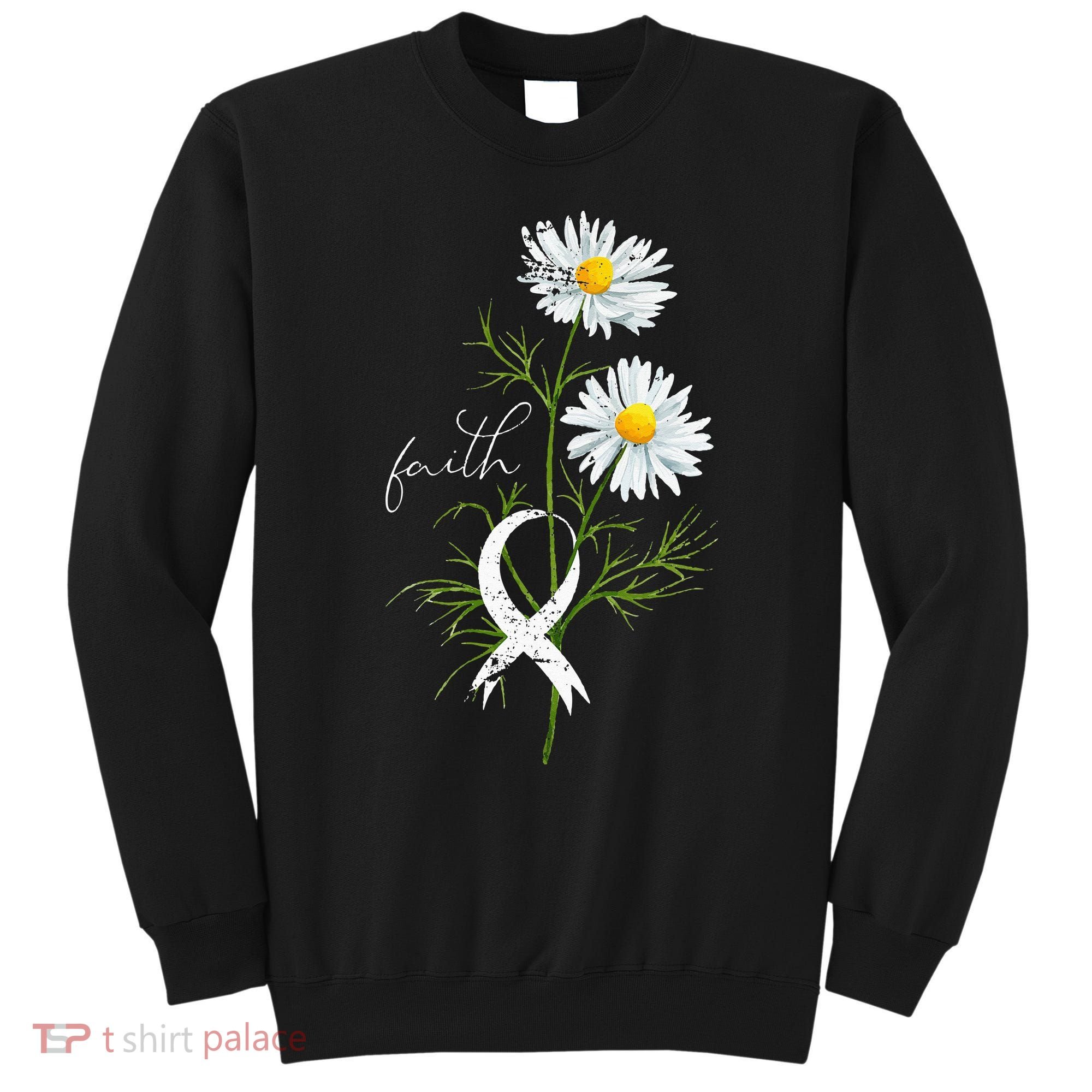 Lung Cancer Fight Support White Ribbon Gift Lung Cancer Sweatshirt
