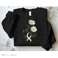 Lung Cancer Fight Support White Ribbon Gift Lung Cancer Sweatshirt thumb 2