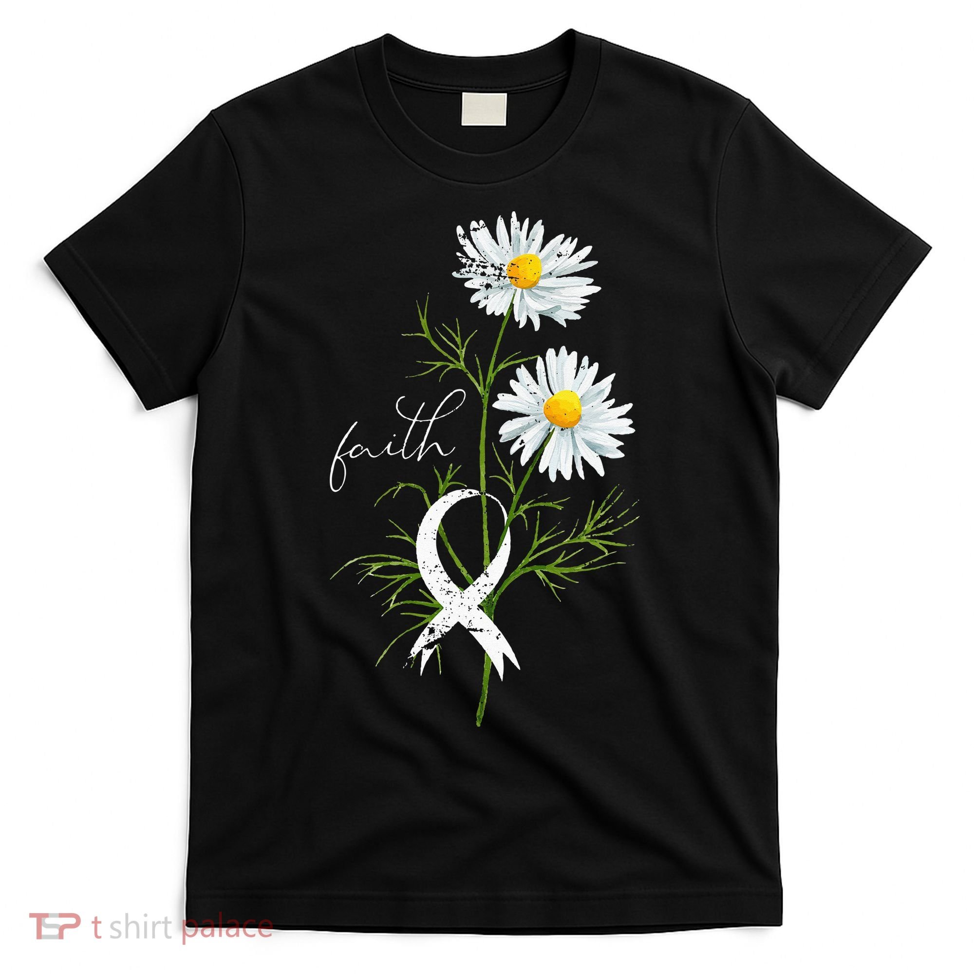 Lung Cancer Fight Support White Ribbon Gift Lung Cancer T-Shirt