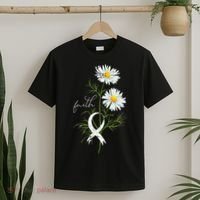 Lung Cancer Fight Support White Ribbon Gift Lung Cancer T-Shirt thumb 2