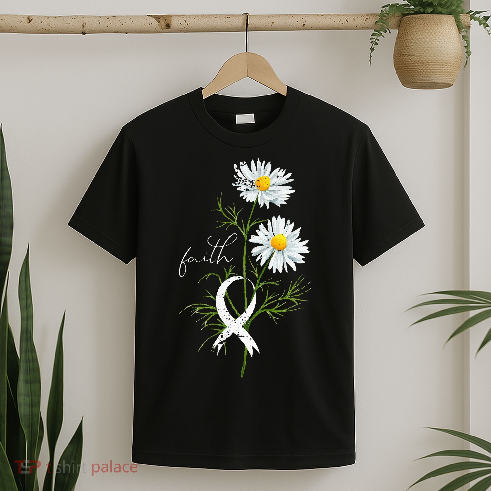 Lung Cancer Fight Support White Ribbon Gift Lung Cancer T-Shirt