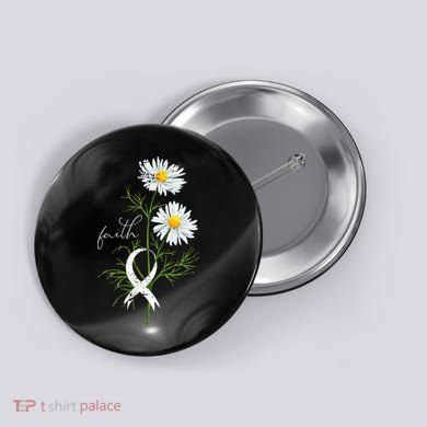 Lung Cancer Fight Support White Ribbon Gift Lung Cancer Button