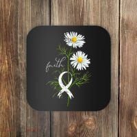Lung Cancer Fight Support White Ribbon Gift Lung Cancer Coaster thumb 0