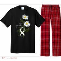 Lung Cancer Fight Support White Ribbon Gift Lung Cancer Pajama Set thumb 0