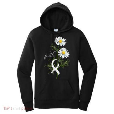 Lung Cancer Fight Support White Ribbon Gift Lung Cancer Women's Hoodie