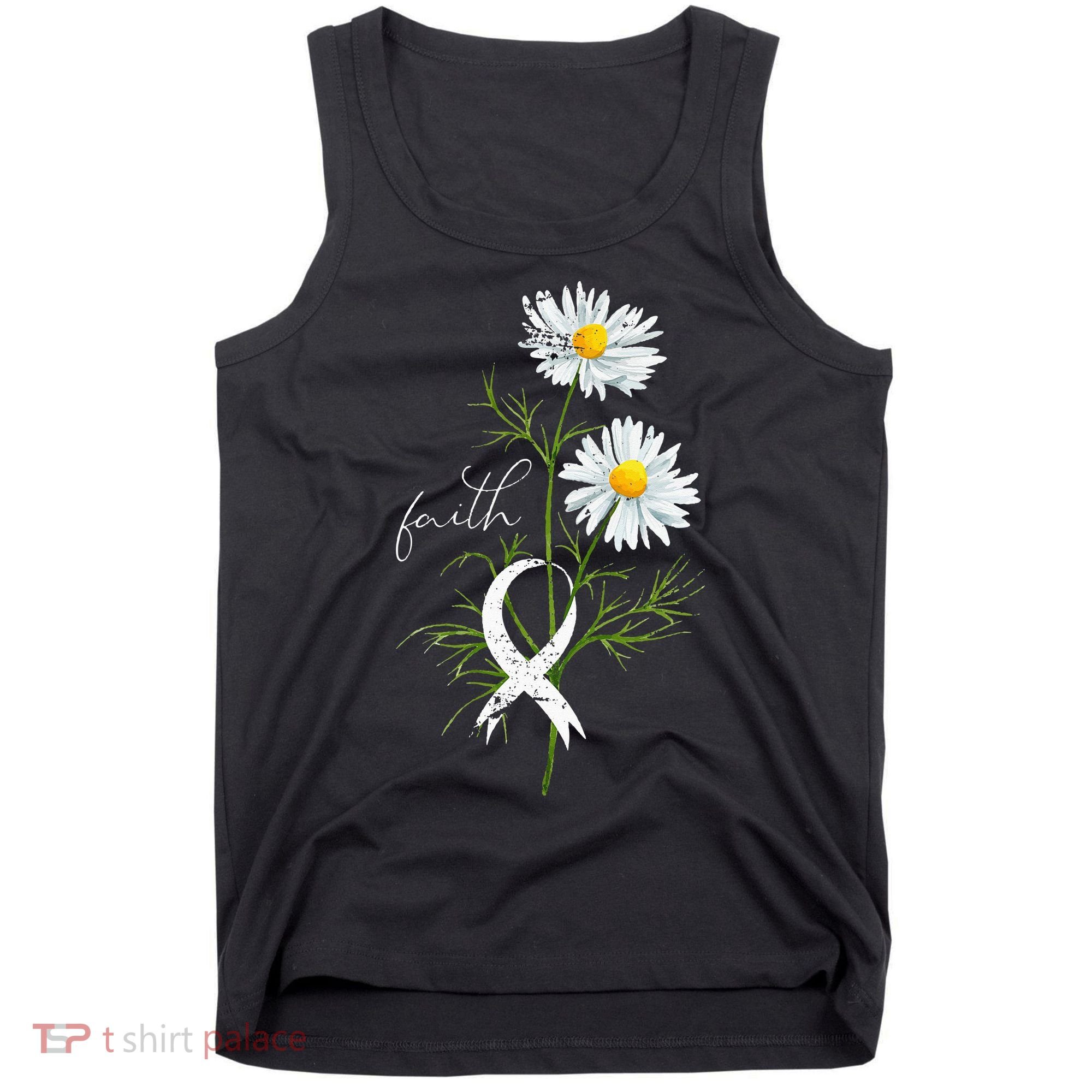 Lung Cancer Fight Support White Ribbon Gift Lung Cancer Tank Top