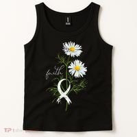 Lung Cancer Fight Support White Ribbon Gift Lung Cancer Tank Top thumb 2