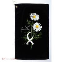Lung Cancer Fight Support White Ribbon Gift Lung Cancer Golf Towel thumb 0
