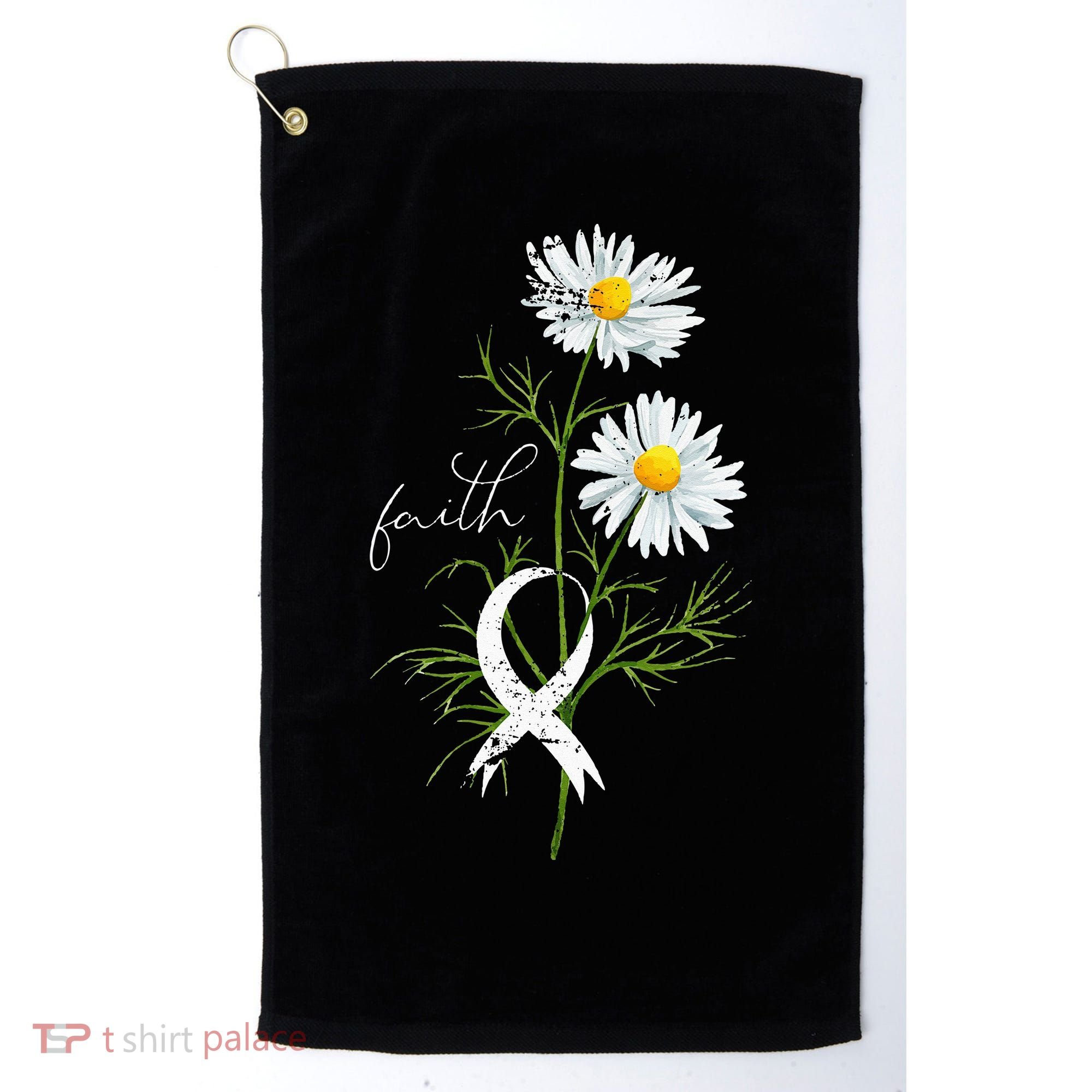 Lung Cancer Fight Support White Ribbon Gift Lung Cancer Golf Towel