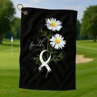 Lung Cancer Fight Support White Ribbon Gift Lung Cancer Golf Towel thumb 1