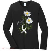 Lung Cancer Fight Support White Ribbon Gift Lung Cancer Women's Long Sleeve Shirt thumb 0