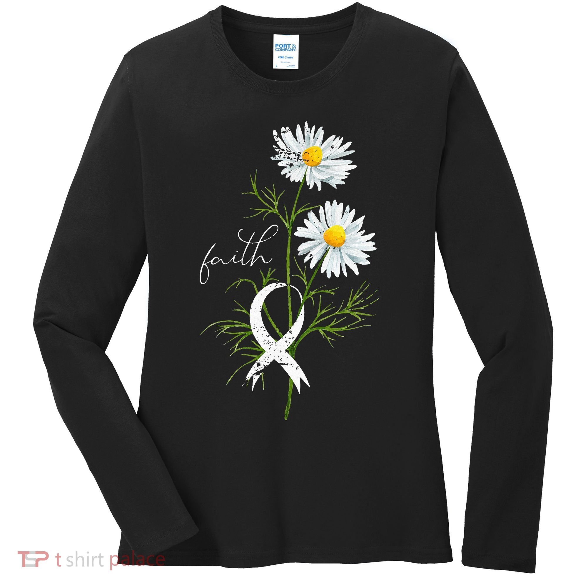 Lung Cancer Fight Support White Ribbon Gift Lung Cancer Women's Long Sleeve Shirt