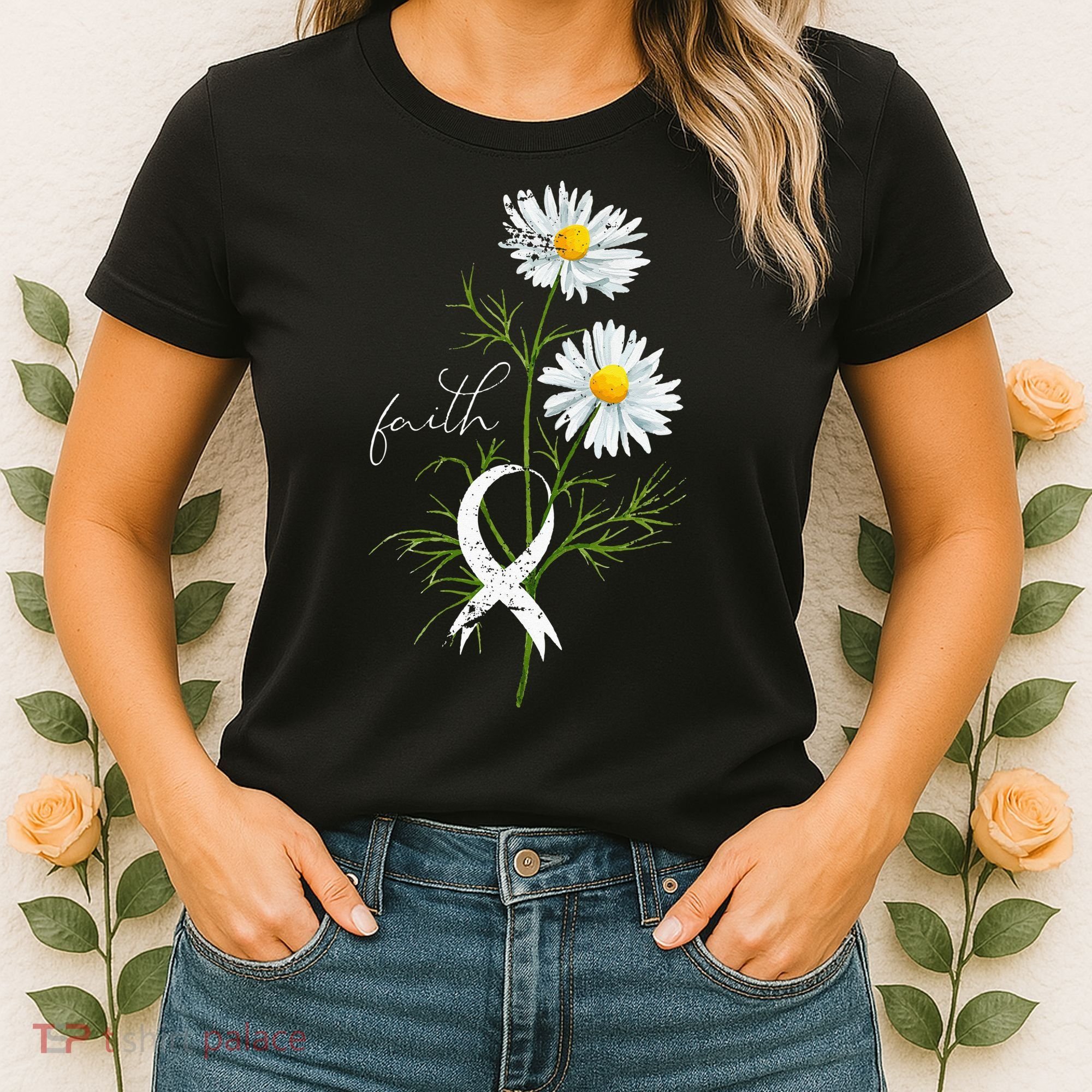 Lung Cancer Fight Support White Ribbon Gift Lung Cancer Women's T-Shirt