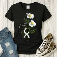 Lung Cancer Fight Support White Ribbon Gift Lung Cancer Women's T-Shirt thumb 3