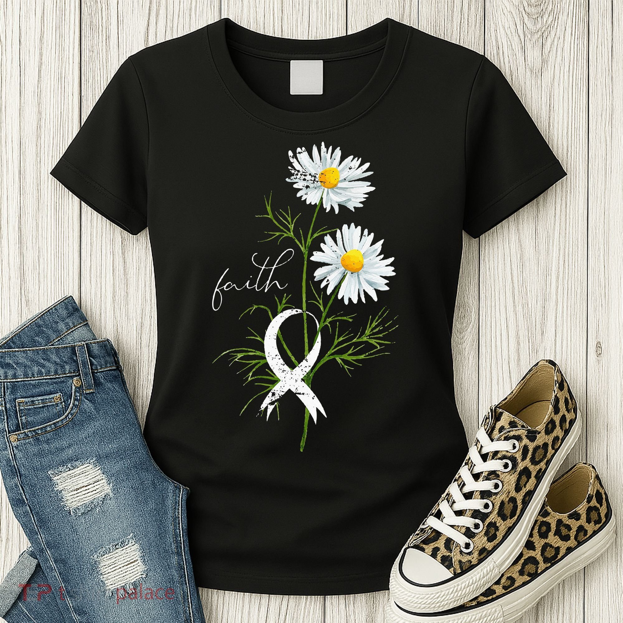 Lung Cancer Fight Support White Ribbon Gift Lung Cancer Women's T-Shirt