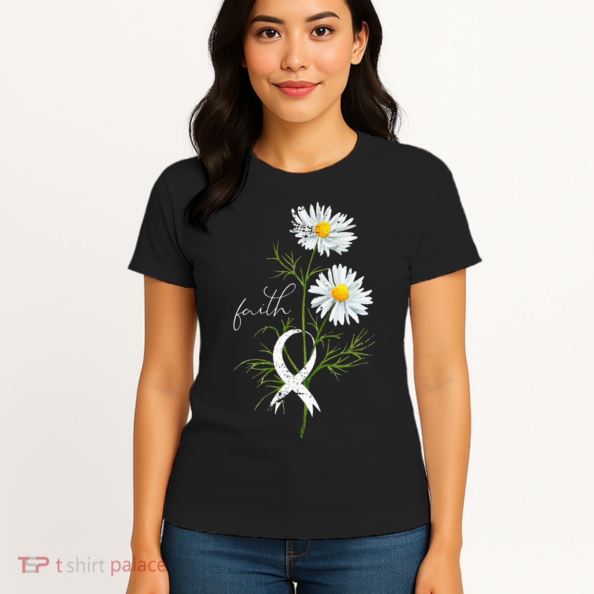 Lung Cancer Fight Support White Ribbon Gift Lung Cancer Women's T-Shirt