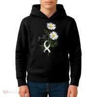 Lung Cancer Fight Support White Ribbon Gift Lung Cancer Kids Hoodie thumb 4