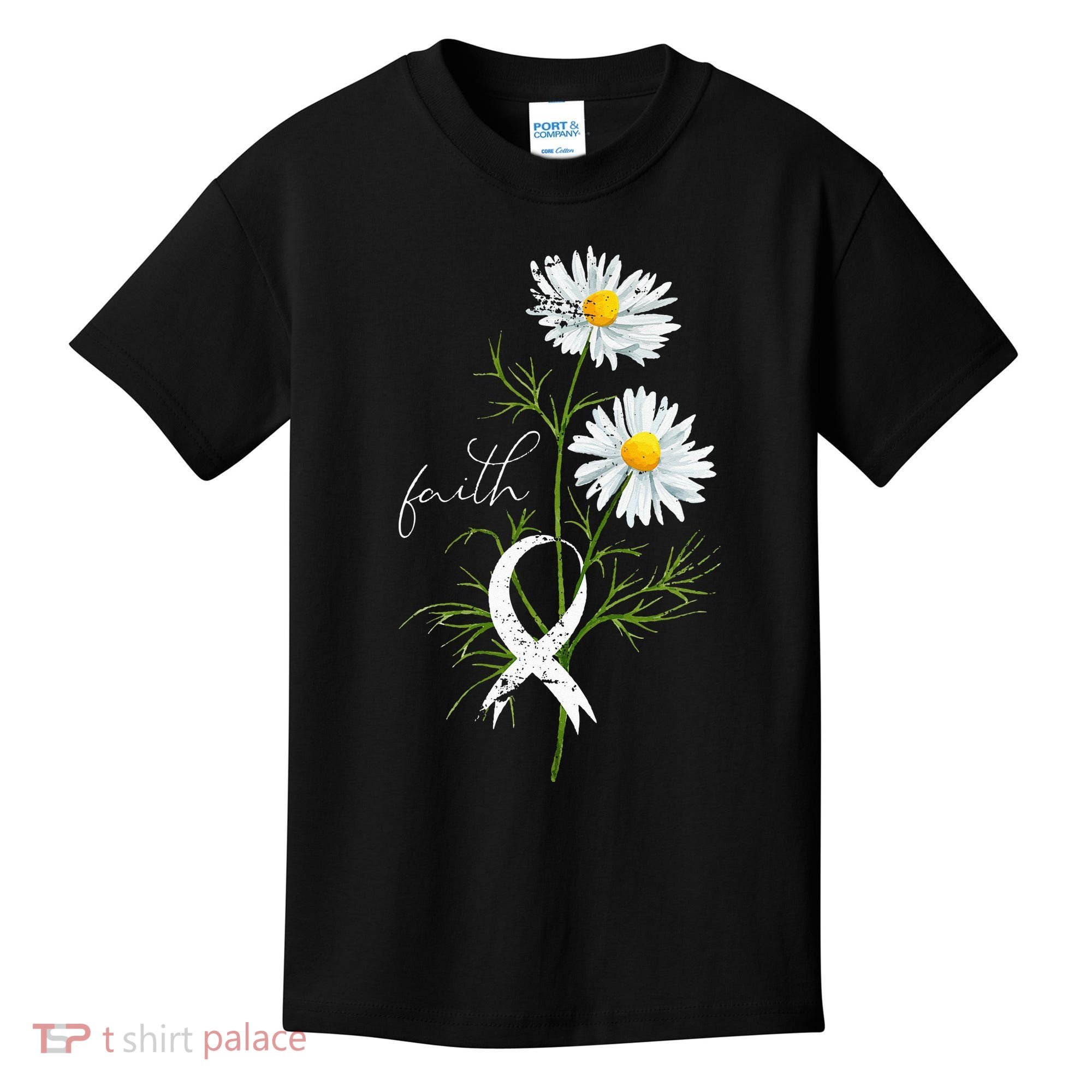 Lung Cancer Fight Support White Ribbon Gift Lung Cancer Kids T-Shirt
