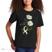 Lung Cancer Fight Support White Ribbon Gift Lung Cancer Kids T-Shirt thumb 2