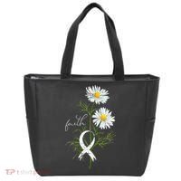 Lung Cancer Fight Support White Ribbon Gift Lung Cancer Tote Bag thumb 0
